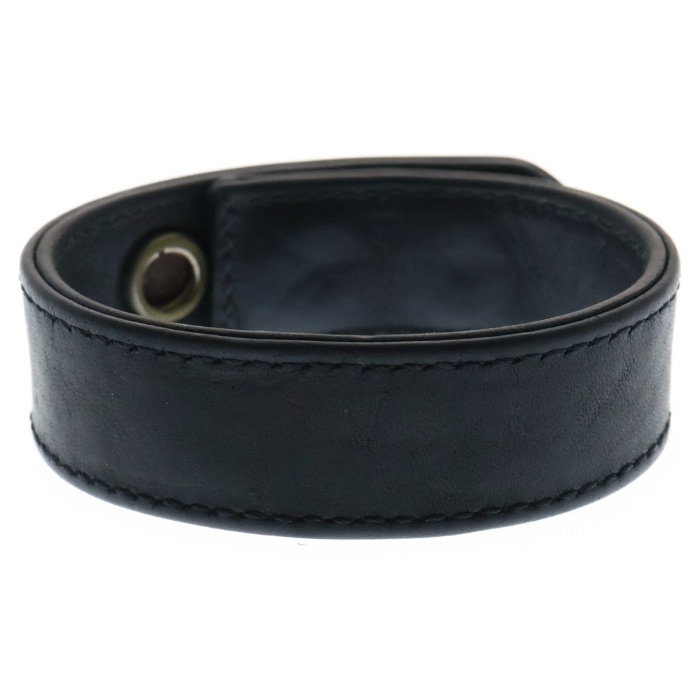 CHROME HEARTS(クロムハーツ) 3BTN 2SNP クロスボール 3ボタン2スナップ レザーブレスレット ブラック/シルバー BCA123