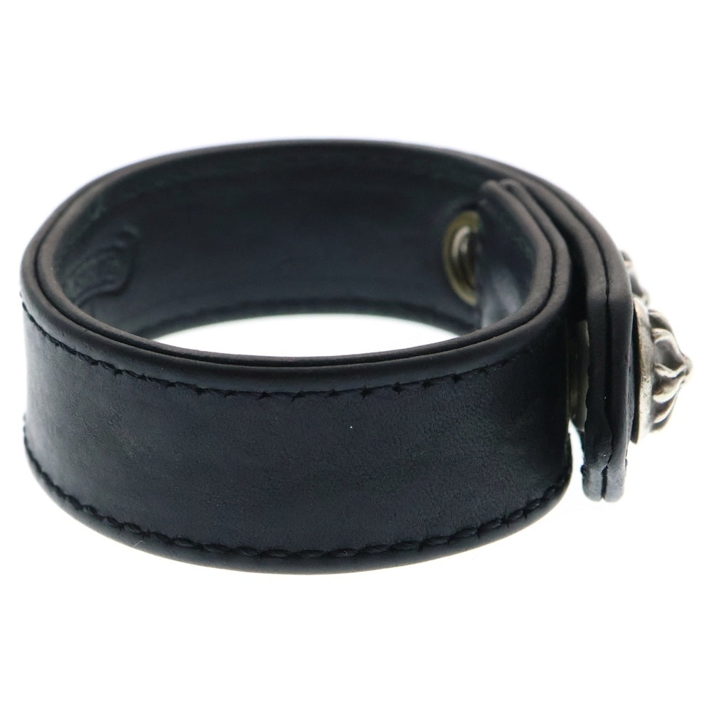 CHROME HEARTS(クロムハーツ) 3BTN 2SNP クロスボール 3ボタン2スナップ レザーブレスレット ブラック/シルバー BCA123