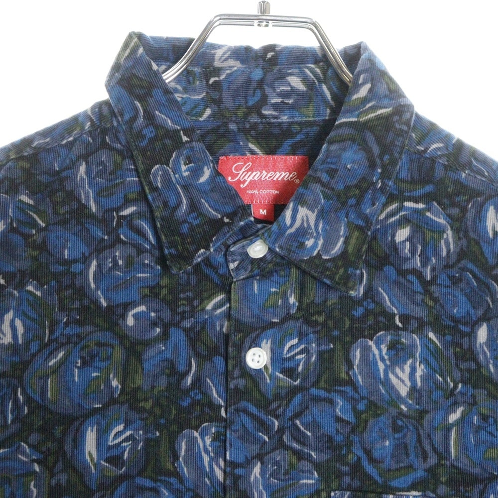 SUPREME(シュプリーム) 18AW Roses Couduroy Shirt ローズ コーデュロイ ボタンダウン 長袖シャツ ブルー