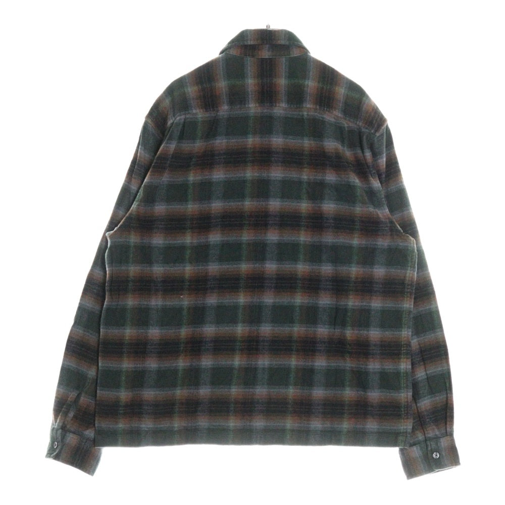 SUPREME(シュプリーム) 24SS Shadow Plaid Flannel Zip Up Shirt シャドウ プレイド フランネル ジップアップ 長袖シャツ グリーン/ブラウン