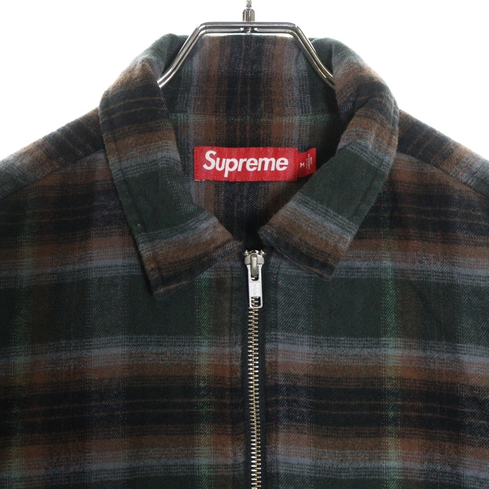 SUPREME(シュプリーム) 24SS Shadow Plaid Flannel Zip Up Shirt シャドウ プレイド フランネル ジップアップ 長袖シャツ グリーン/ブラウン