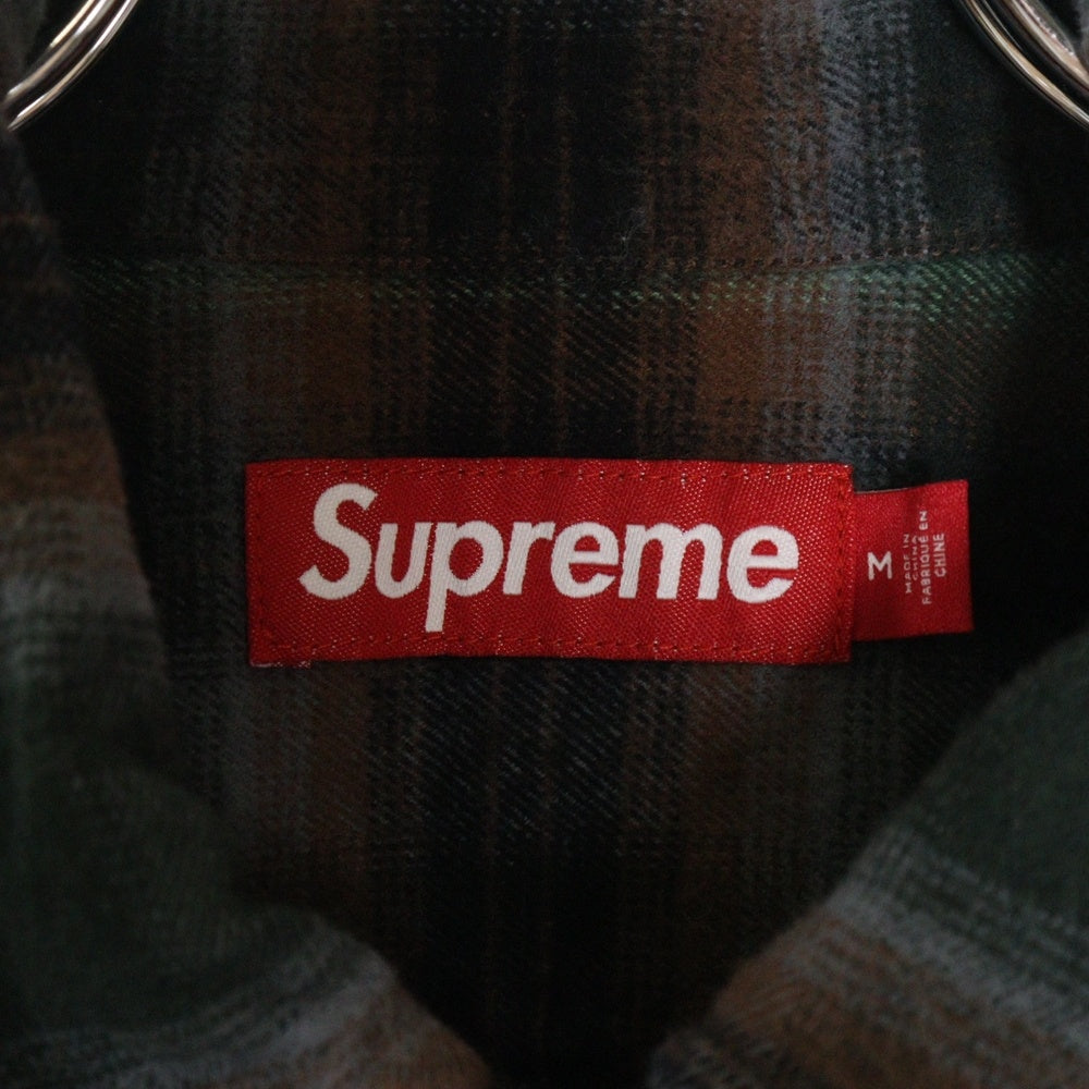 SUPREME(シュプリーム) 24SS Shadow Plaid Flannel Zip Up Shirt シャドウ プレイド フランネル ジップアップ 長袖シャツ グリーン/ブラウン