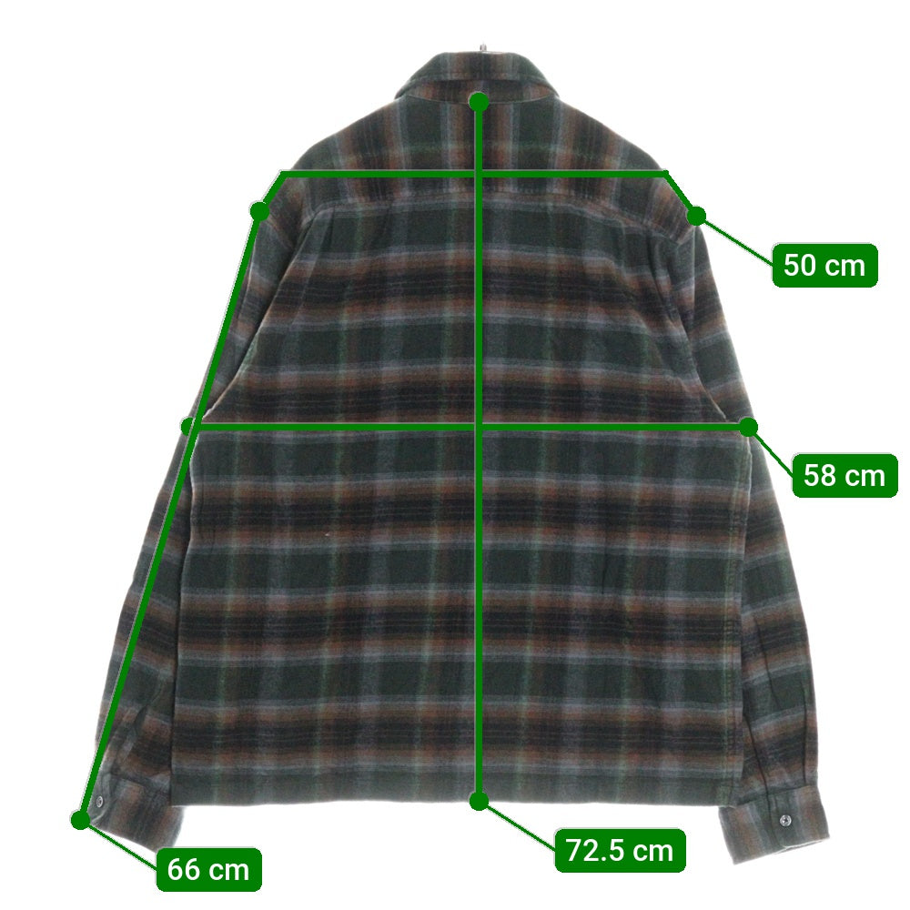 SUPREME(シュプリーム) 24SS Shadow Plaid Flannel Zip Up Shirt シャドウ プレイド フランネル ジップアップ 長袖シャツ グリーン/ブラウン