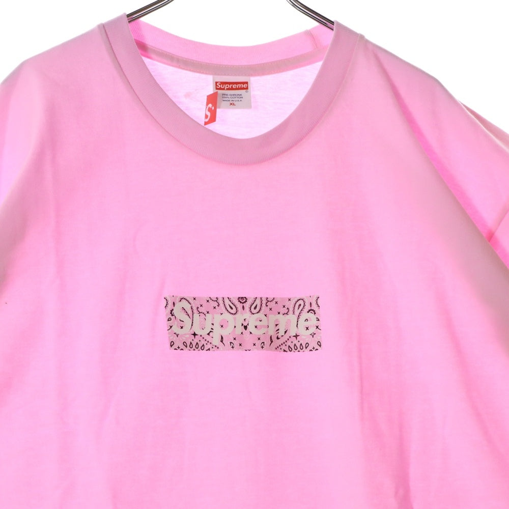 SUPREME(シュプリーム) 19AW Bandana Box Logo Tee バンダナ ボックスロゴ プリント クルーネック 半袖Tシャツ カットソー ピンク