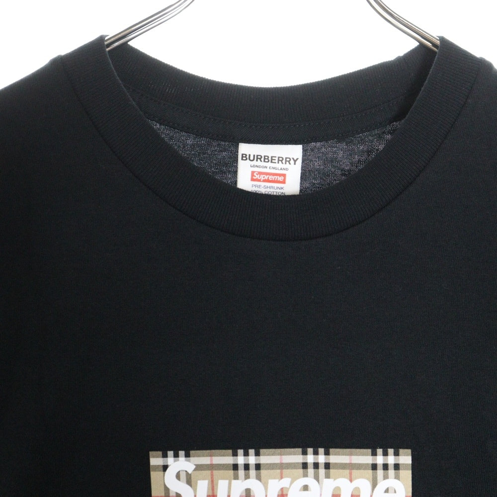 SUPREME(シュプリーム) 22S × Burberry Box Logo Tee バーバリー ボックスロゴ クルーネック 半袖Tシャツ カットソー ブラック