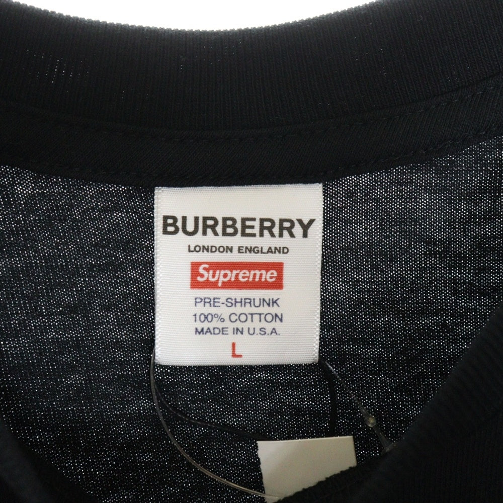 SUPREME(シュプリーム) 22S × Burberry Box Logo Tee バーバリー ボックスロゴ クルーネック 半袖Tシャツ カットソー ブラック