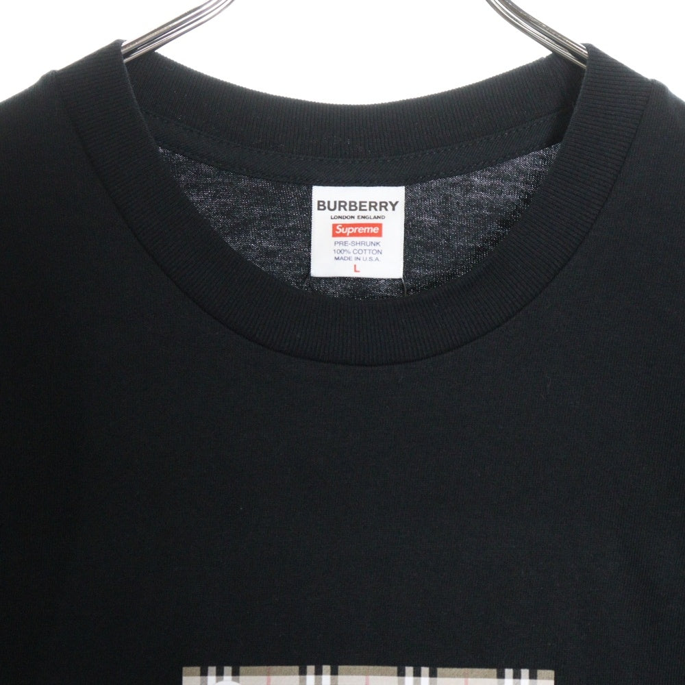 SUPREME(シュプリーム) 22S × Burberry Box Logo Tee バーバリー ボックスロゴ クルーネック 半袖Tシャツ カットソー ブラック