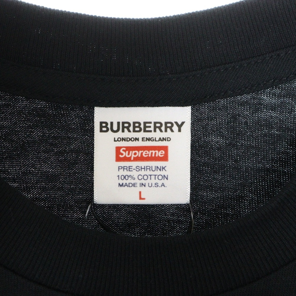 SUPREME(シュプリーム) 22S × Burberry Box Logo Tee バーバリー ボックスロゴ クルーネック 半袖Tシャツ カットソー ブラック
