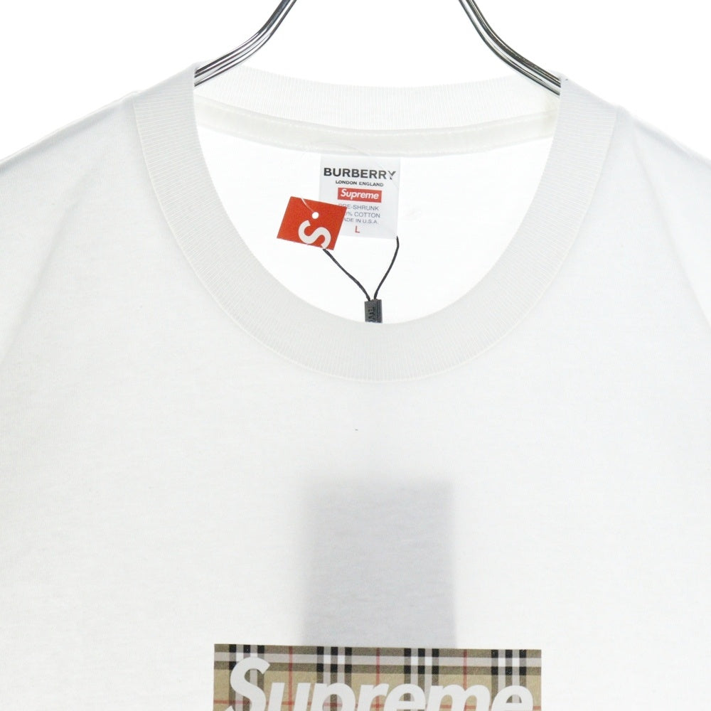 SUPREME(シュプリーム) 22S × Burberry Box Logo Tee バーバリー ボックスロゴ クルーネック 半袖Tシャツ カットソー ホワイト