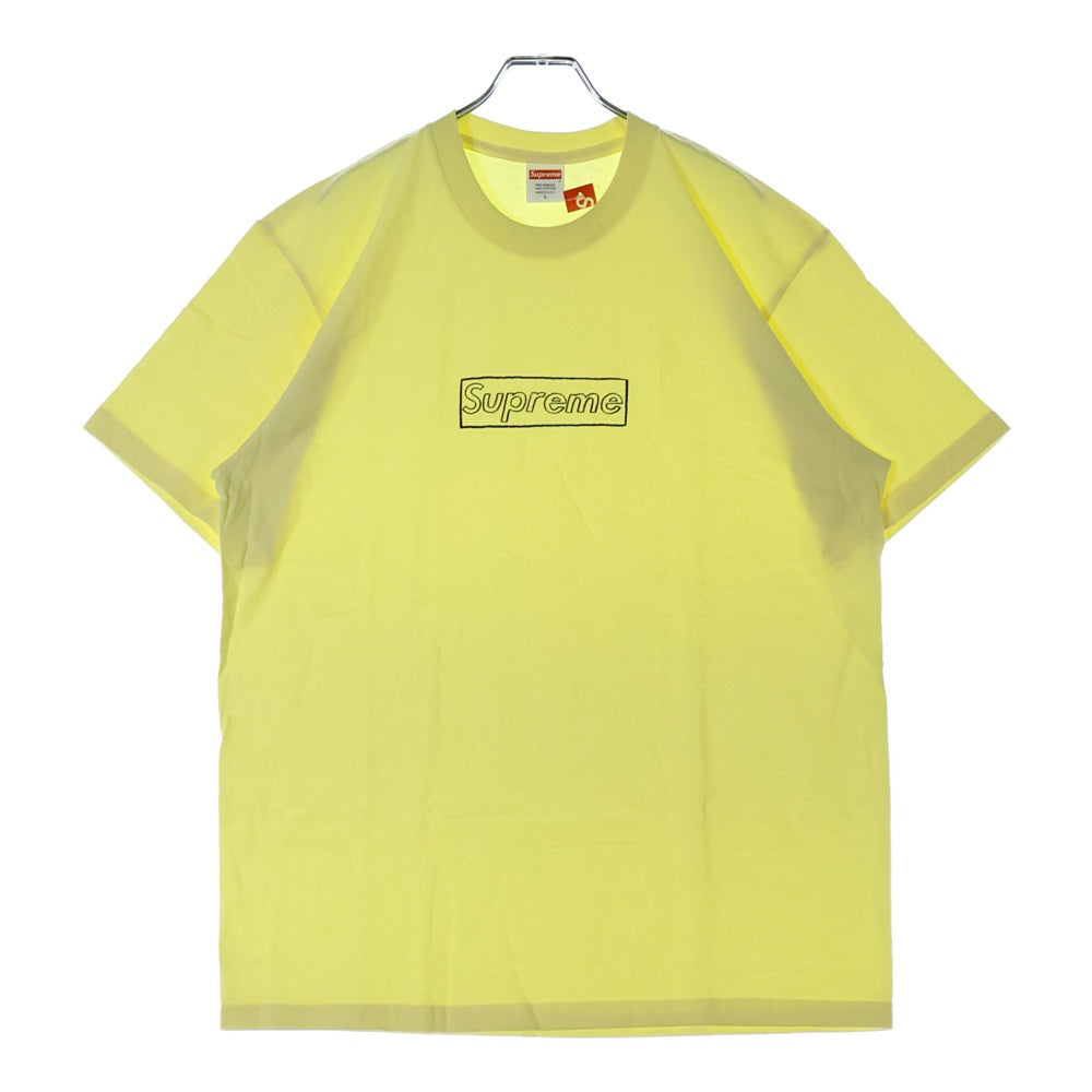 SUPREME(シュプリーム) 21SS×KAWS Chalk Logo Tee カウズ チョーク ボックスロゴ クルーネック 半袖Tシャツ カットソー イエロー