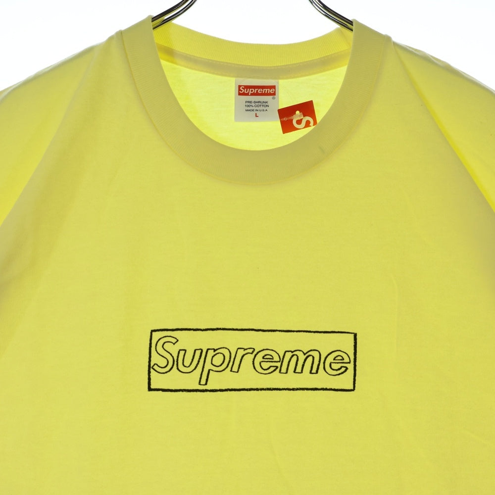 SUPREME(シュプリーム) 21SS×KAWS Chalk Logo Tee カウズ チョーク ボックスロゴ クルーネック 半袖Tシャツ カットソー イエロー