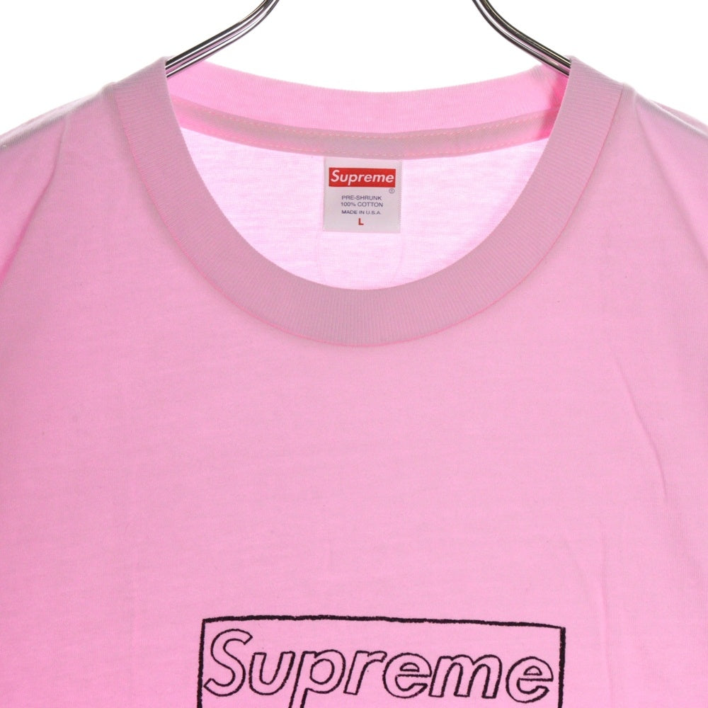 SUPREME(シュプリーム) 21SS×KAWS Chalk Logo Tee カウズ チョーク ボックスロゴ クルーネック 半袖Tシャツ カットソー ピンク