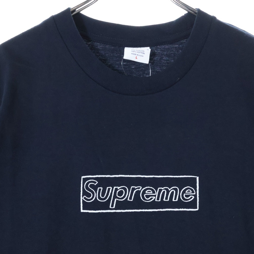 SUPREME(シュプリーム) 21SS×KAWS Chalk Logo Tee カウズ チョーク ボックスロゴ クルーネック 半袖Tシャツ カットソー ネイビー