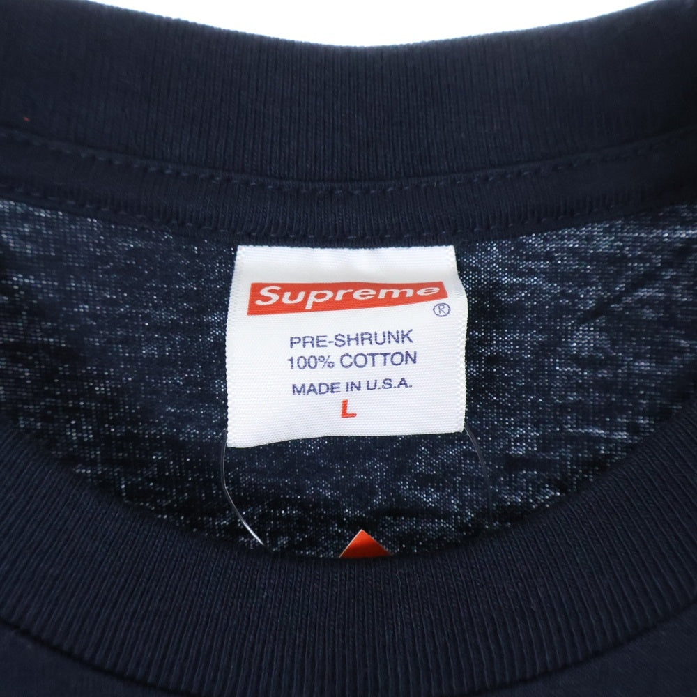 SUPREME(シュプリーム) 21SS×KAWS Chalk Logo Tee カウズ チョーク ボックスロゴ クルーネック 半袖Tシャツ カットソー ネイビー