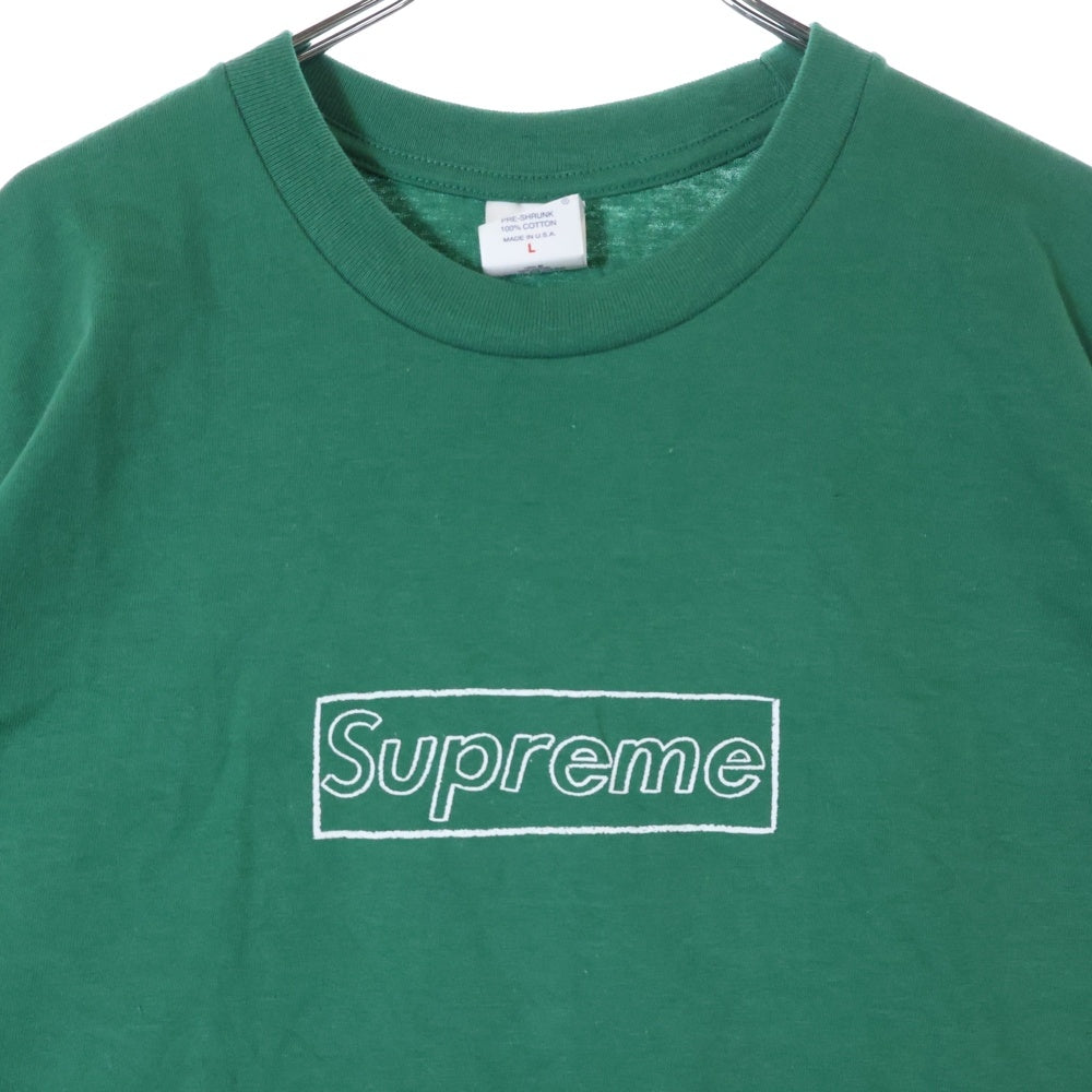 SUPREME(シュプリーム) 21SS×KAWS Chalk Logo Tee カウズ チョーク ボックスロゴ クルーネック 半袖Tシャツ カットソー グリーン
