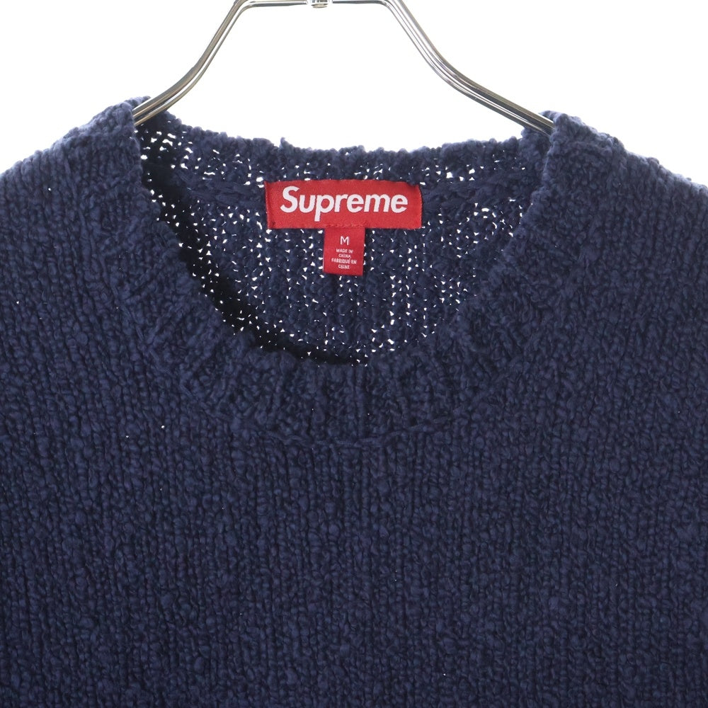 SUPREME(シュプリーム) 24SS Boucle Small Box Logo Sweater ブークレ スモールボックスロゴ クルーネック ニットセーター ネイビー