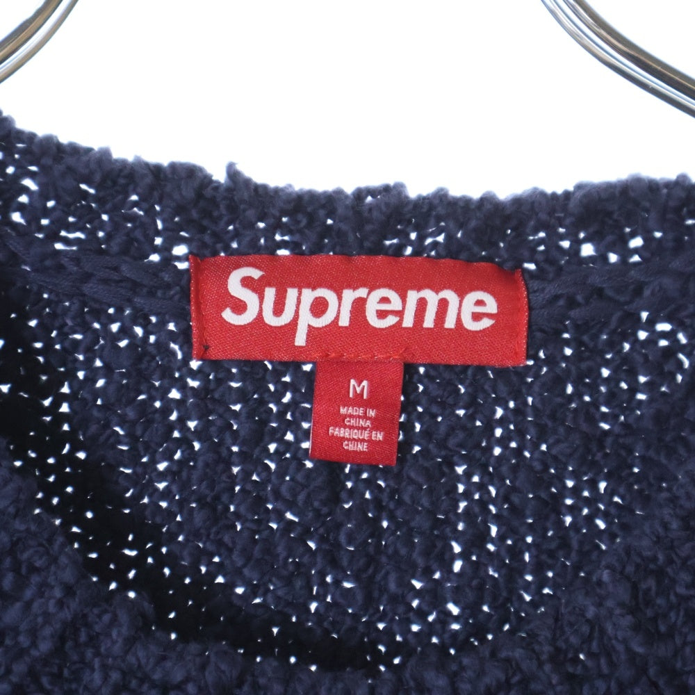 SUPREME(シュプリーム) 24SS Boucle Small Box Logo Sweater ブークレ スモールボックスロゴ クルーネック ニットセーター ネイビー