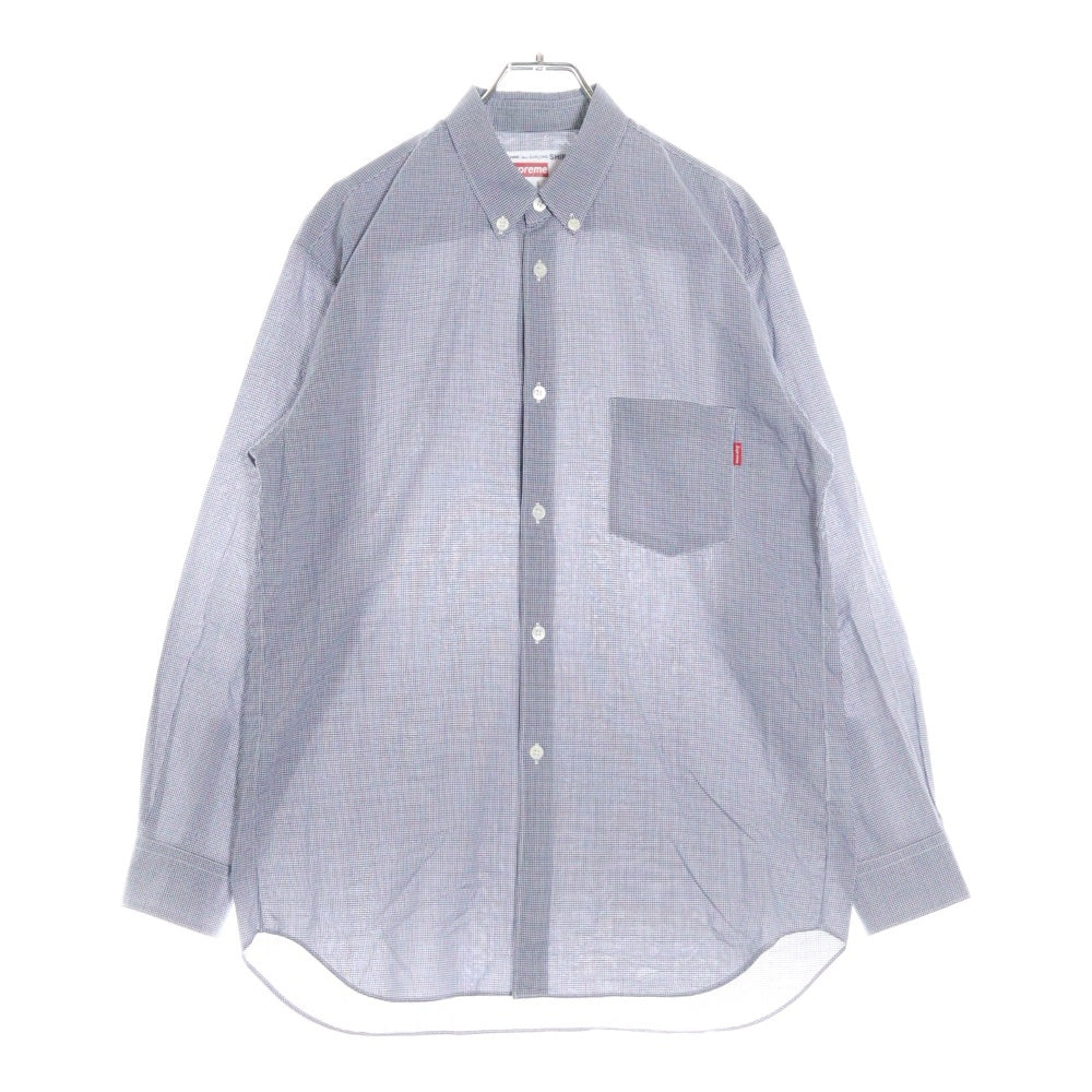 SUPREME(シュプリーム) 13SS×COMME des GARCONS SHIRT Gusset Shirt コムデギャルソン ガゼット ボタンダウン ギンガムチェック 長袖 シャツ ホワイト/ブルー S1SS13