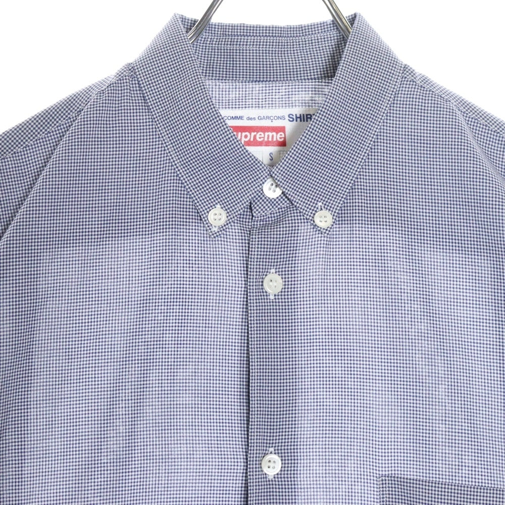 SUPREME(シュプリーム) 13SS×COMME des GARCONS SHIRT Gusset Shirt コムデギャルソン ガゼット ボタンダウン ギンガムチェック 長袖 シャツ ホワイト/ブルー S1SS13