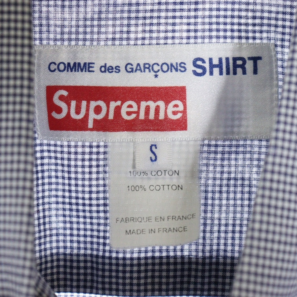 SUPREME(シュプリーム) 13SS×COMME des GARCONS SHIRT Gusset Shirt コムデギャルソン ガゼット ボタンダウン ギンガムチェック 長袖 シャツ ホワイト/ブルー S1SS13