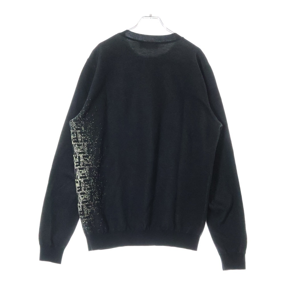 FENDI(フェンディ) Girocollo Shaded Logo Knit ズッカ柄 クルーネック コットン ニットセーター ブラック FZY078 ABDI