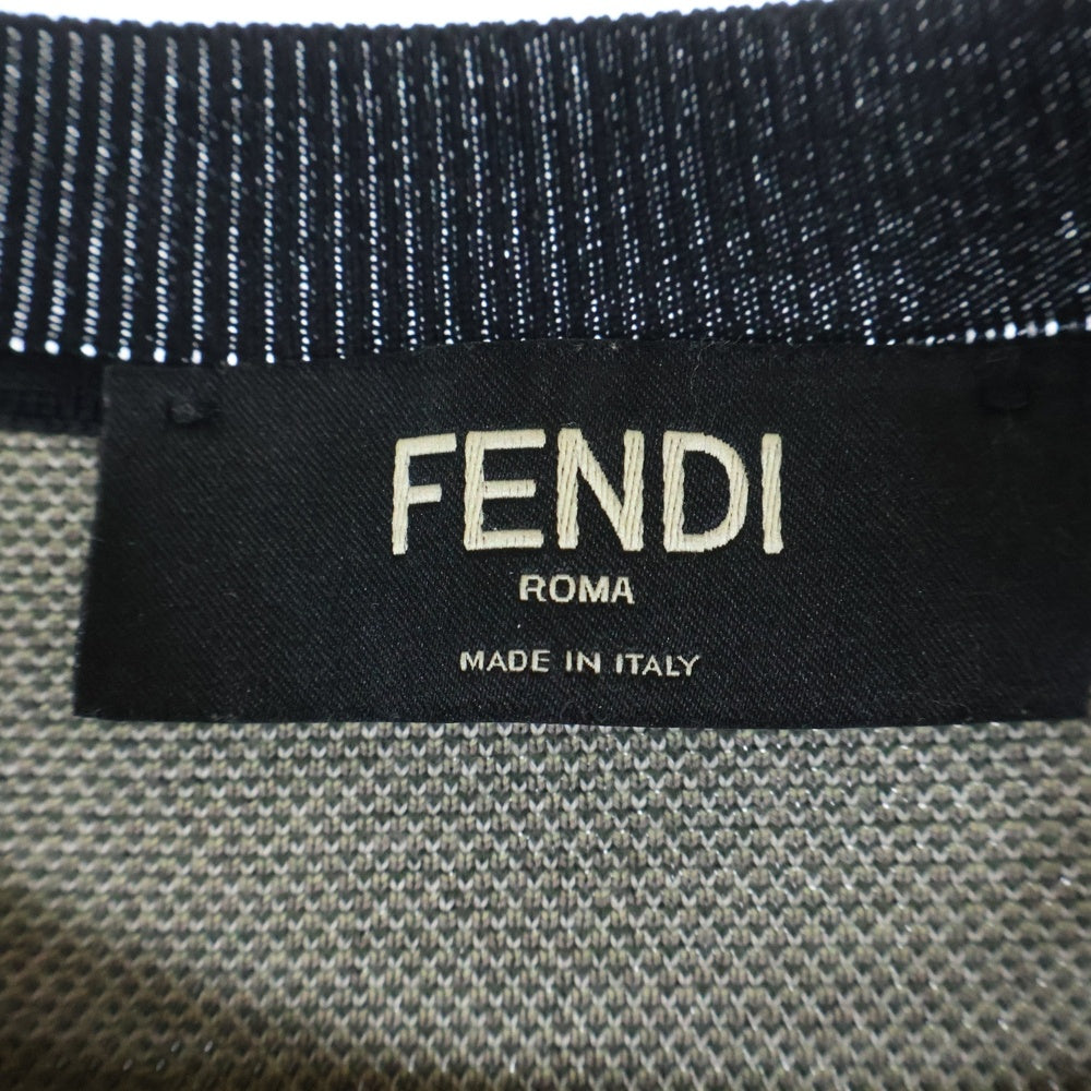 FENDI(フェンディ) Girocollo Shaded Logo Knit ズッカ柄 クルーネック コットン ニットセーター ブラック FZY078 ABDI