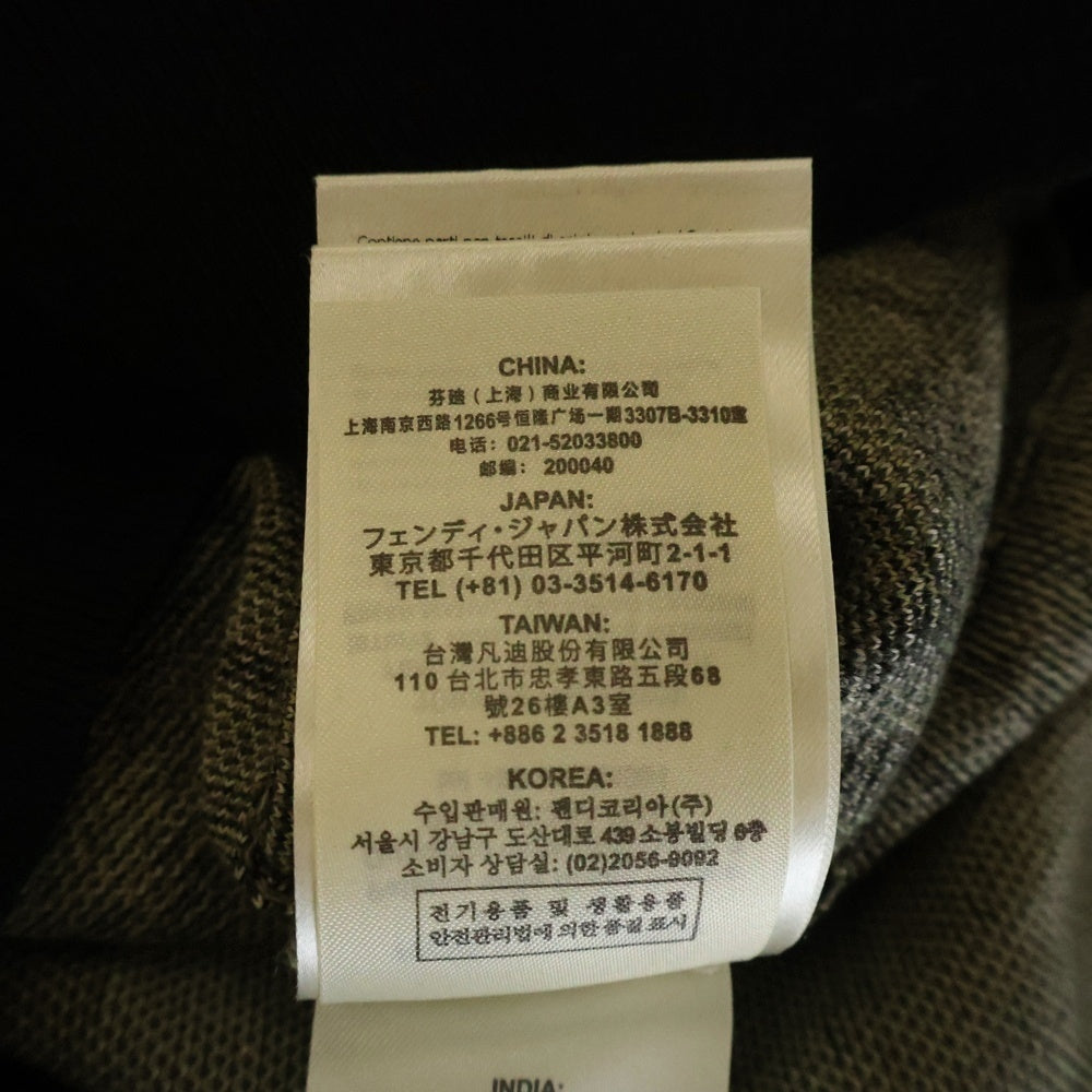 FENDI(フェンディ) Girocollo Shaded Logo Knit ズッカ柄 クルーネック コットン ニットセーター ブラック FZY078 ABDI
