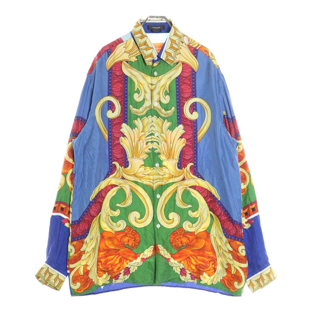VERSACE(ヴェルサーチ) HERITAGE FIT 総柄 シルク ロングスリーブ 長袖シャツ マルチ A84050 1A00950