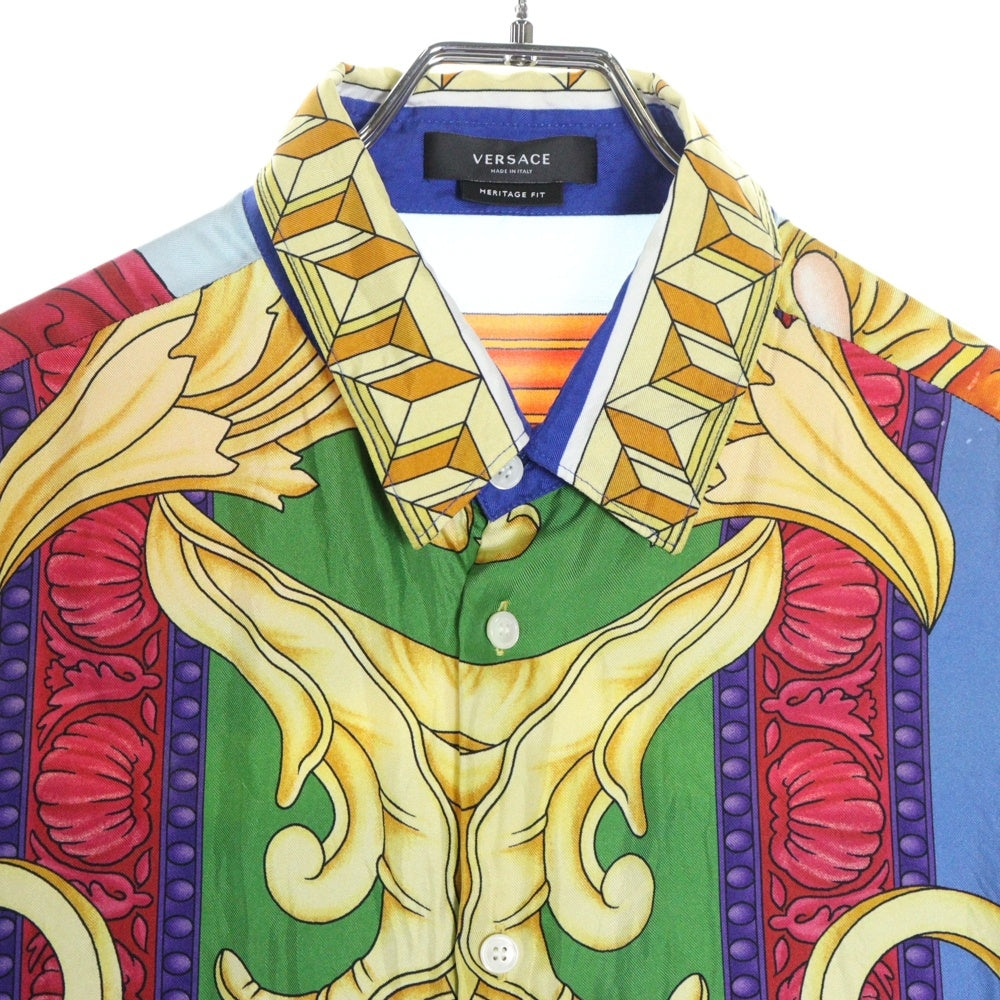 VERSACE(ヴェルサーチ) HERITAGE FIT 総柄 シルク ロングスリーブ 長袖シャツ マルチ A84050 1A00950