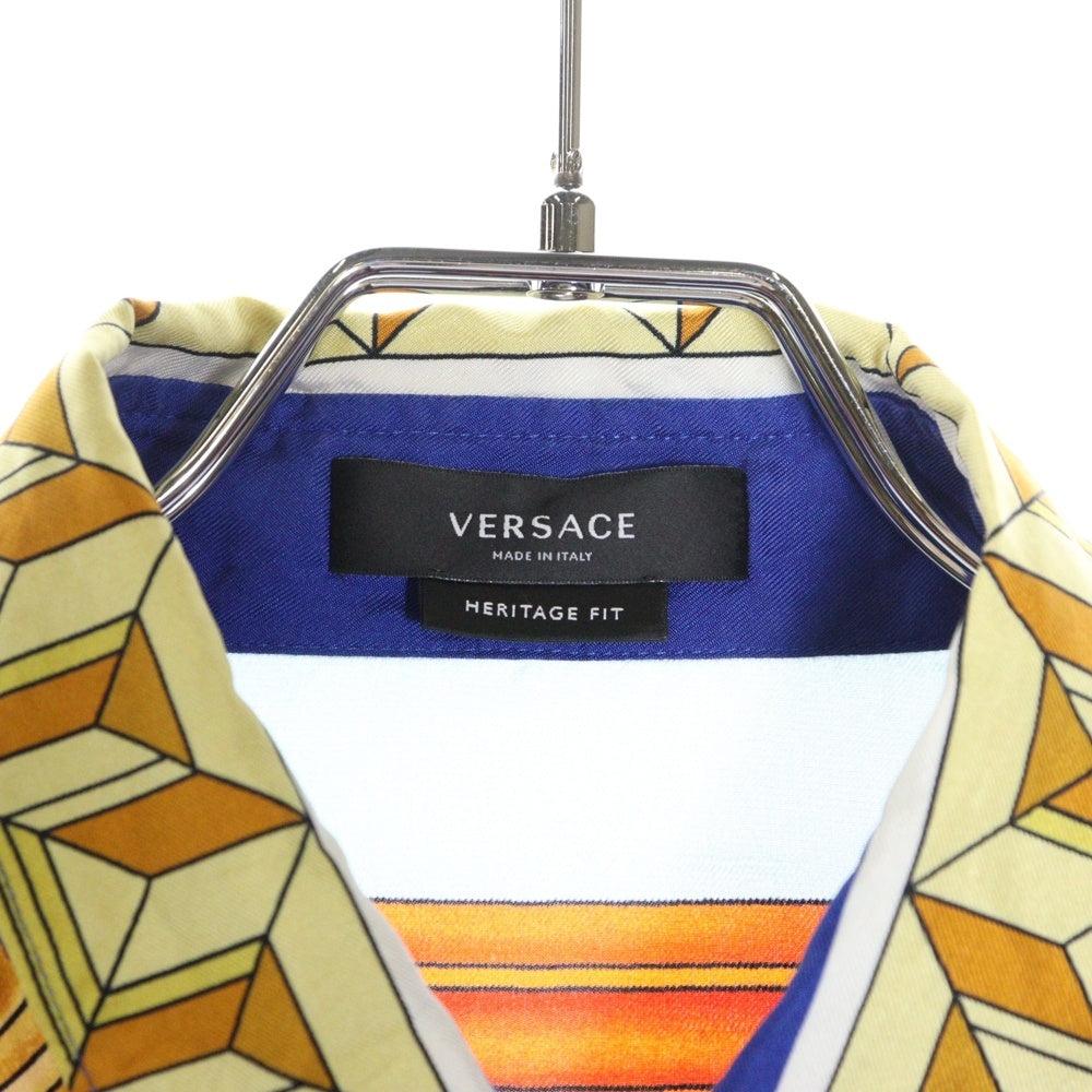 VERSACE(ヴェルサーチ) HERITAGE FIT 総柄 シルク ロングスリーブ 長袖シャツ マルチ A84050 1A00950