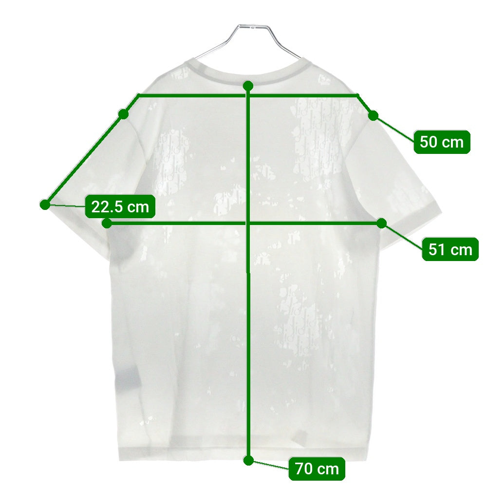 Dior HOMME(ディオールオム) 19SS オブリーク オパール加工 ロゴ総柄 シースルー クルーネック 半袖Tシャツ カットソー ホワイト 923J611A0540