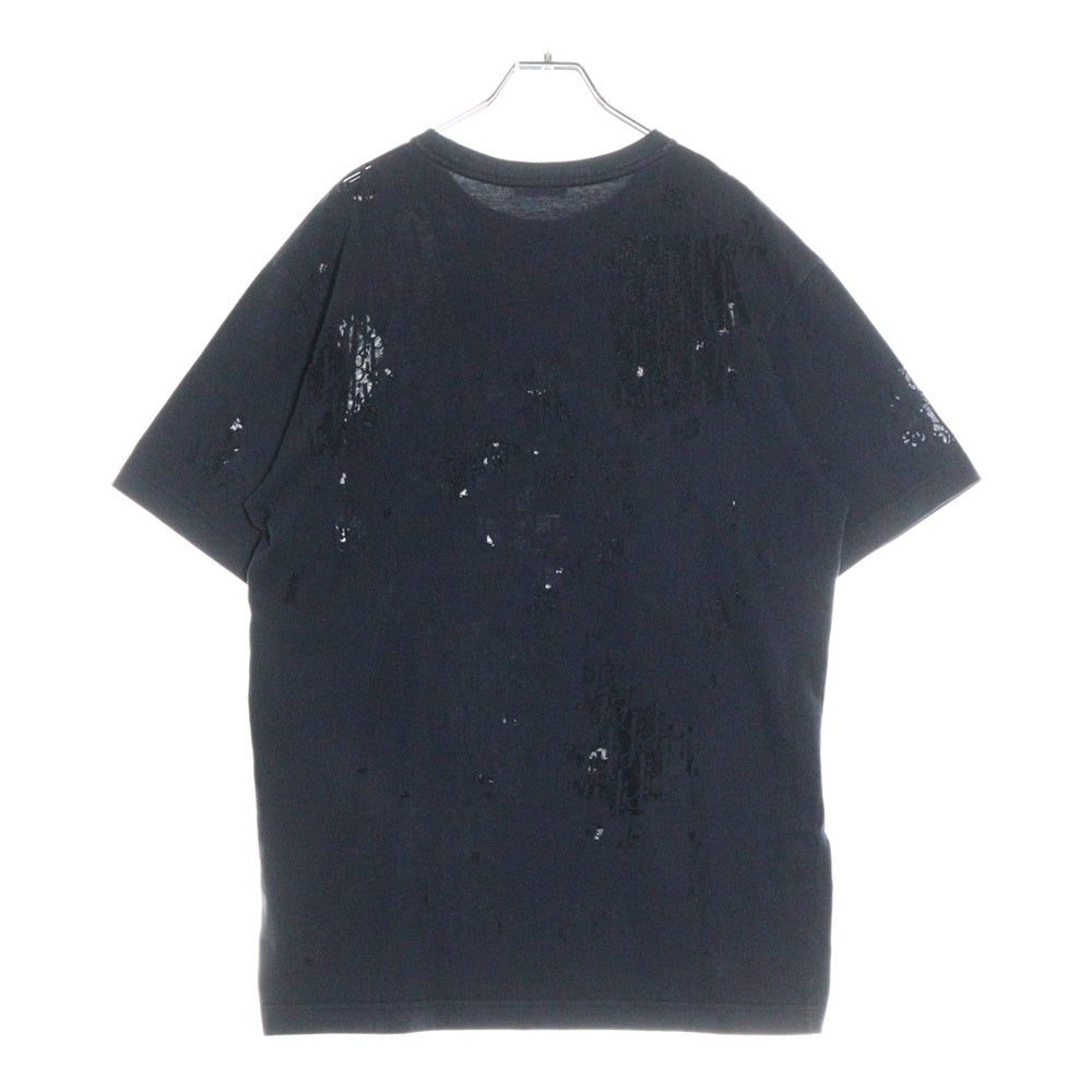 Dior HOMME(ディオールオム) 19SS オブリーク オパール加工 ロゴ総柄 シースルー クルーネック 半袖Tシャツ カットソー ネイビー 923J611A0540