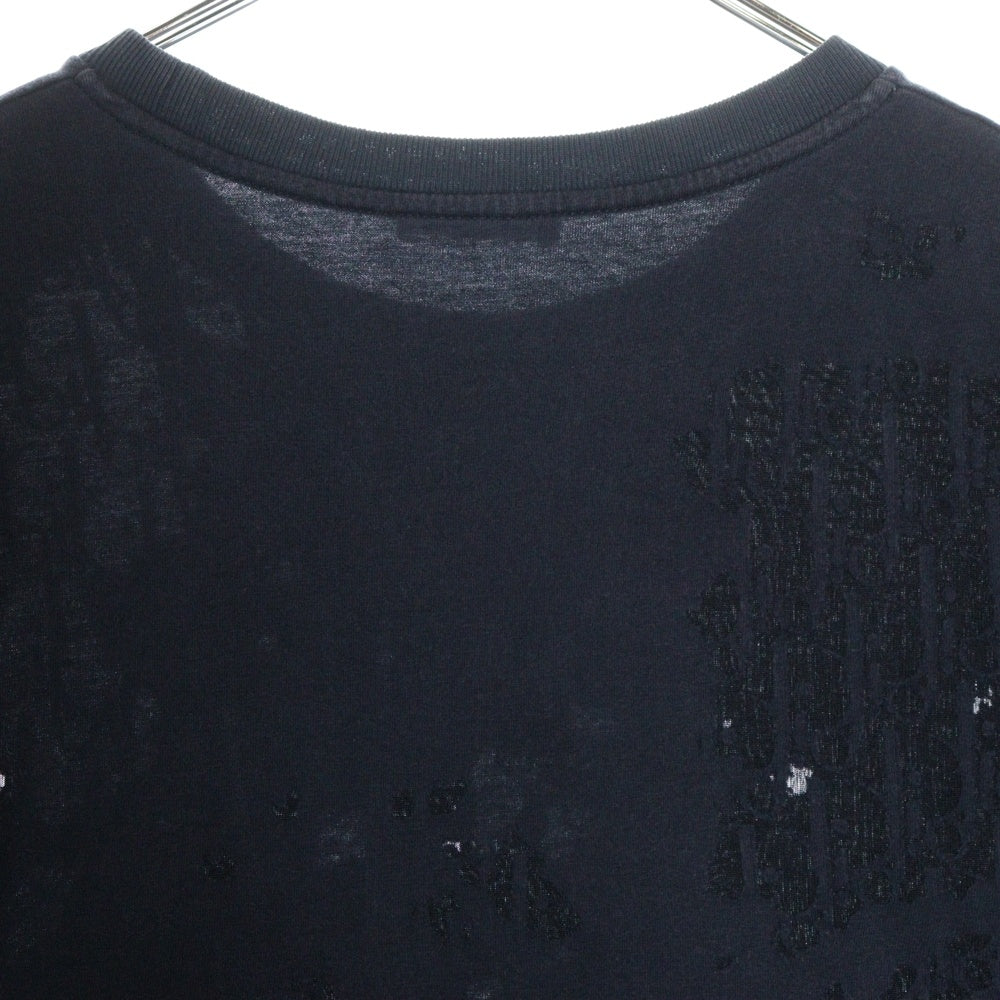 Dior HOMME(ディオールオム) 19SS オブリーク オパール加工 ロゴ総柄 シースルー クルーネック 半袖Tシャツ カットソー ネイビー 923J611A0540