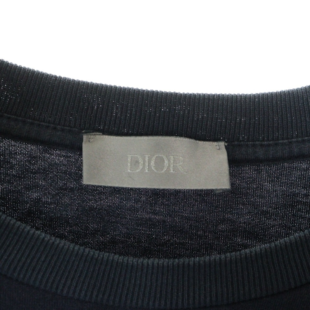 Dior HOMME(ディオールオム) 19SS オブリーク オパール加工 ロゴ総柄 シースルー クルーネック 半袖Tシャツ カットソー ネイビー 923J611A0540