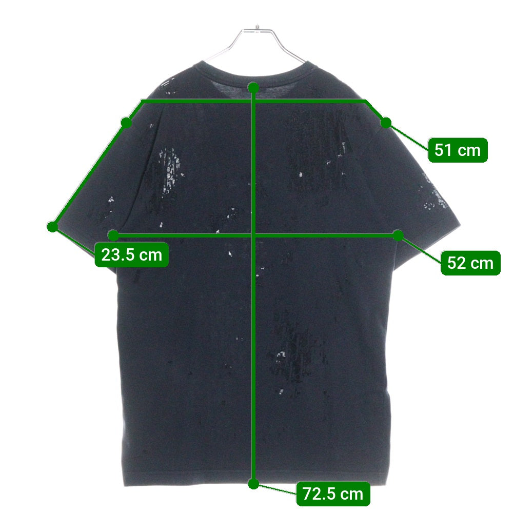 Dior HOMME(ディオールオム) 19SS オブリーク オパール加工 ロゴ総柄 シースルー クルーネック 半袖Tシャツ カットソー ネイビー 923J611A0540