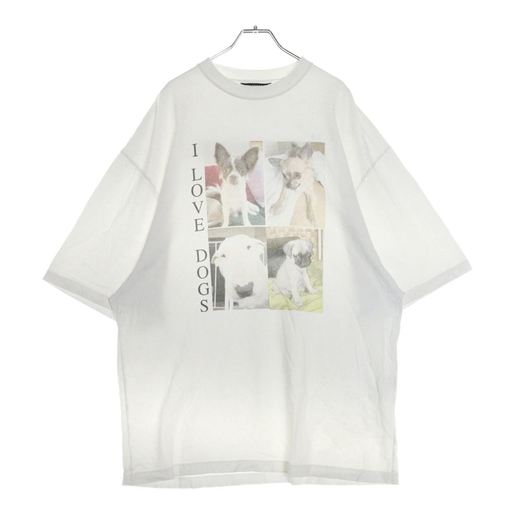 BALENCIAGA(バレンシアガ) 21SS I LOVE DOGS ダメージ加工オーバーサイズ 半袖Tシャツ カットソー ホワイト 641614 TJVH1