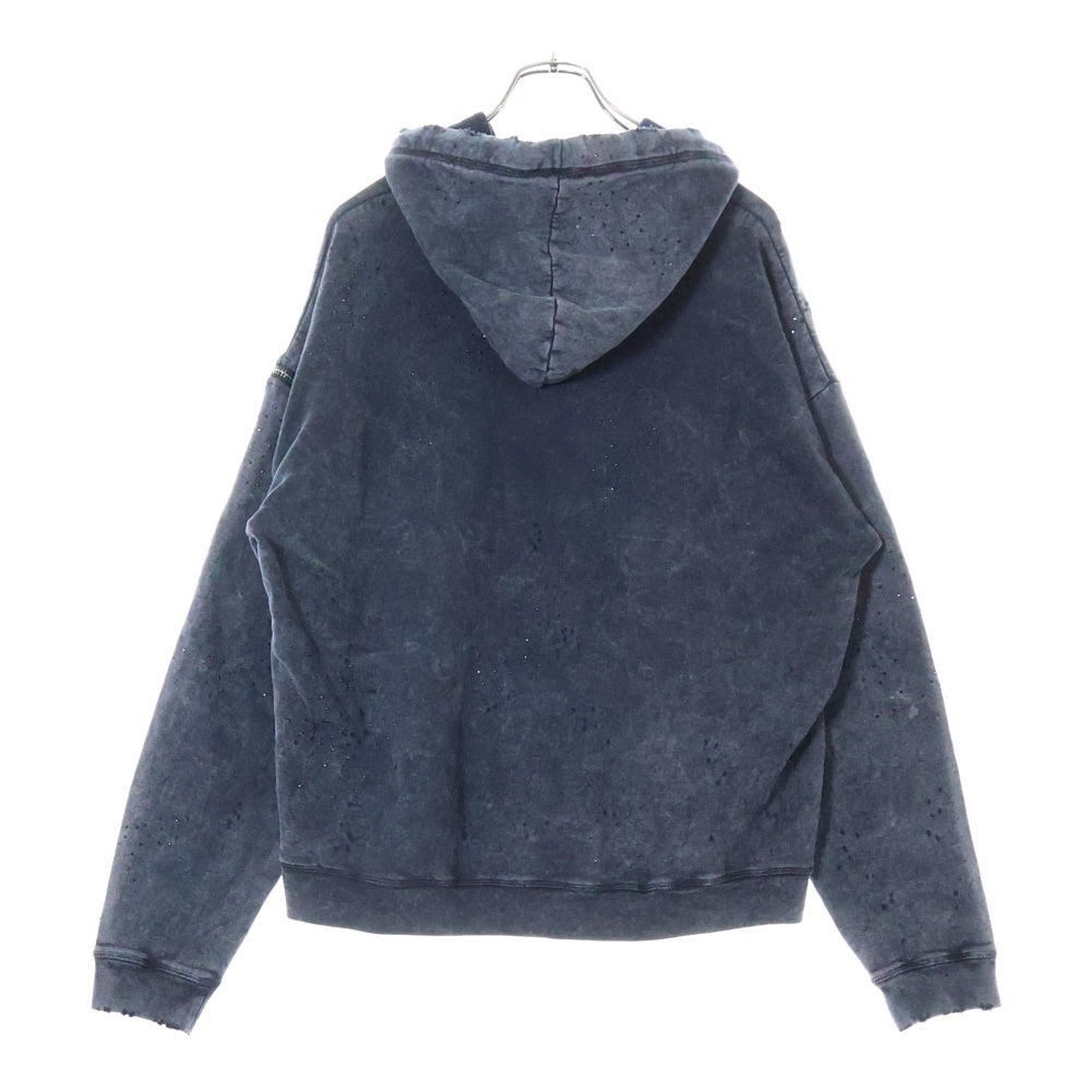 DSQUARED2(ディースクエアード) 24AW GREY Hoodie スタッズ付き ダメージ加工 プルオーバースウェットパーカー グレー S74GU0802 S25030
