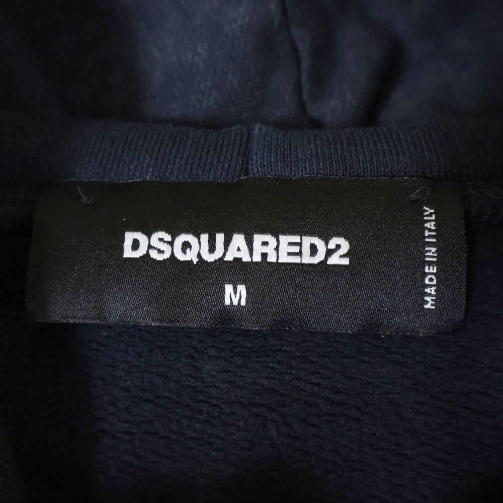 DSQUARED2(ディースクエアード) 24AW GREY Hoodie スタッズ付き ダメージ加工 プルオーバースウェットパーカー グレー S74GU0802 S25030