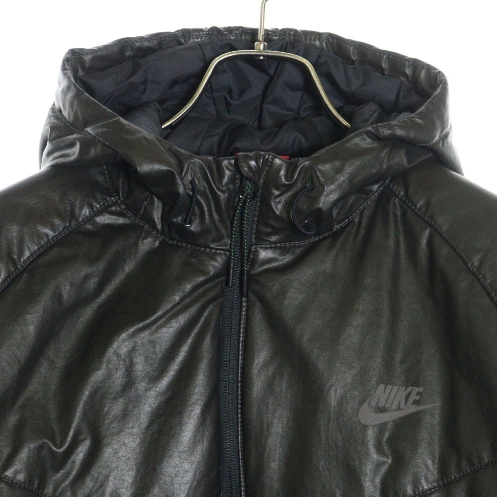 NIKE(ナイキ) キルティング フェイクレザー フード付き中綿ジャケット ブラック 575109-010