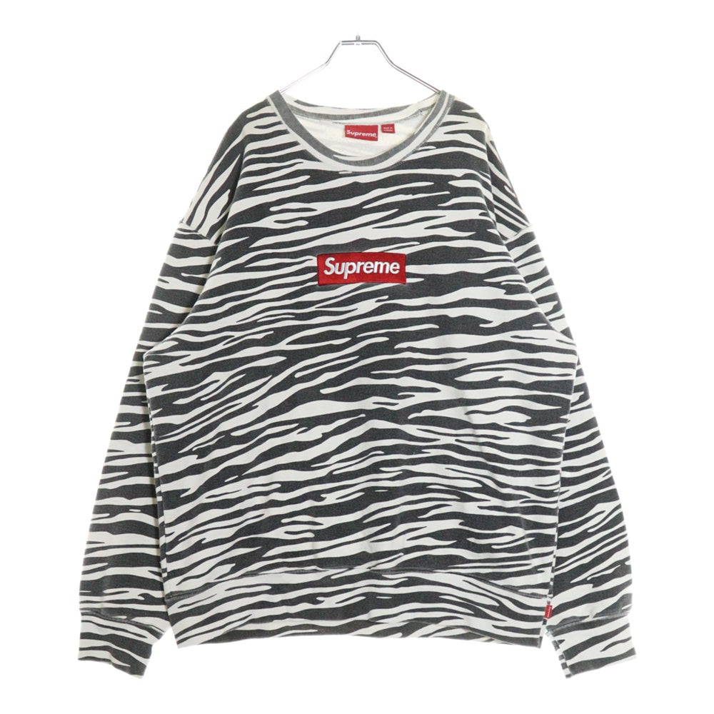 SUPREME(シュプリーム) 22AW Box Logo Crewneck Sweatshirt ゼブラ ボックスロゴ クルーネック スウェット トレーナー ブラック/ホワイト