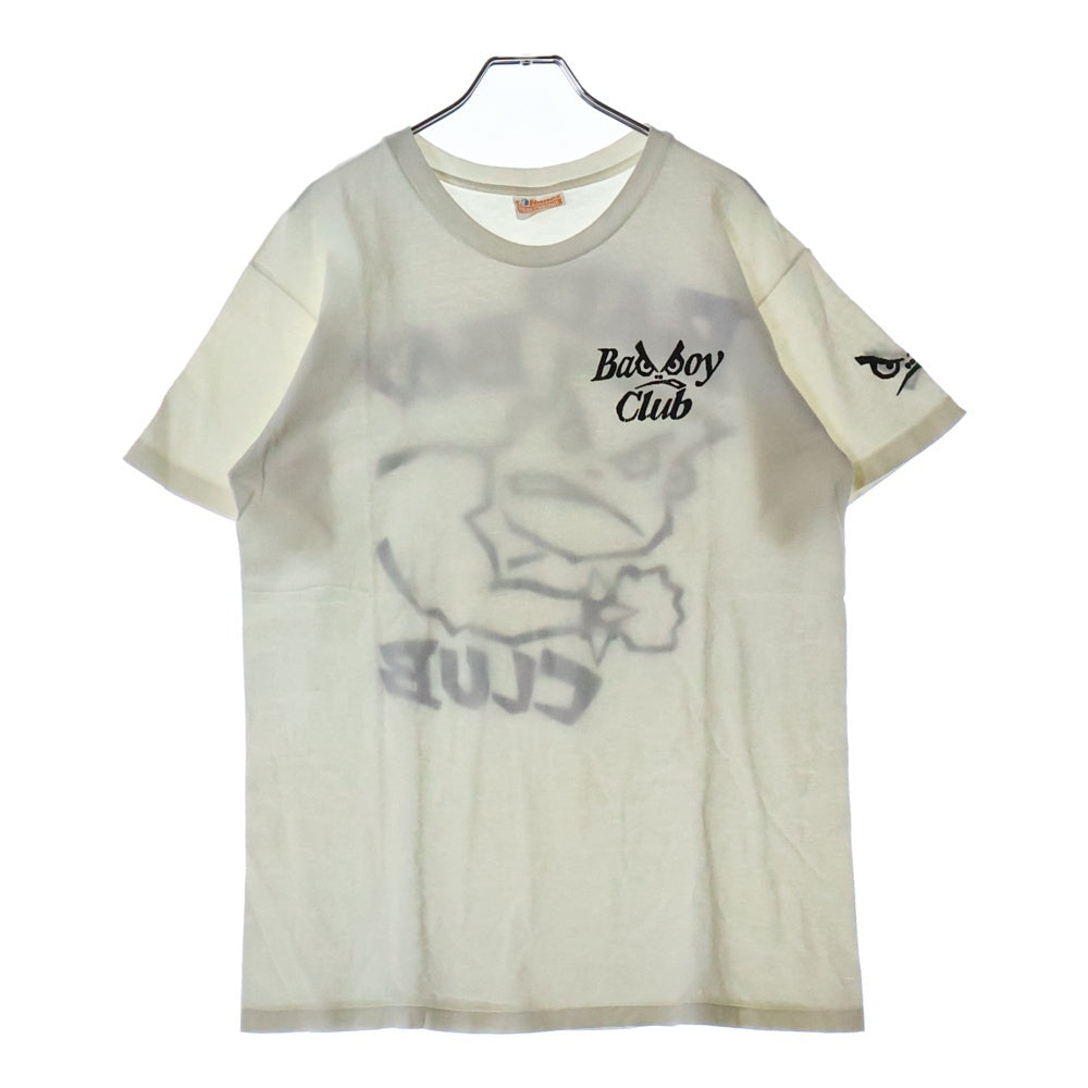 VINTAGE(ヴィンテージ) 90s BAD BOY CLUB LIFE'S A BEACH バッドボーイクラブ ライフズ ア ビーチ プリント クルーネック 半袖Tシャツ カットソー ホワイト