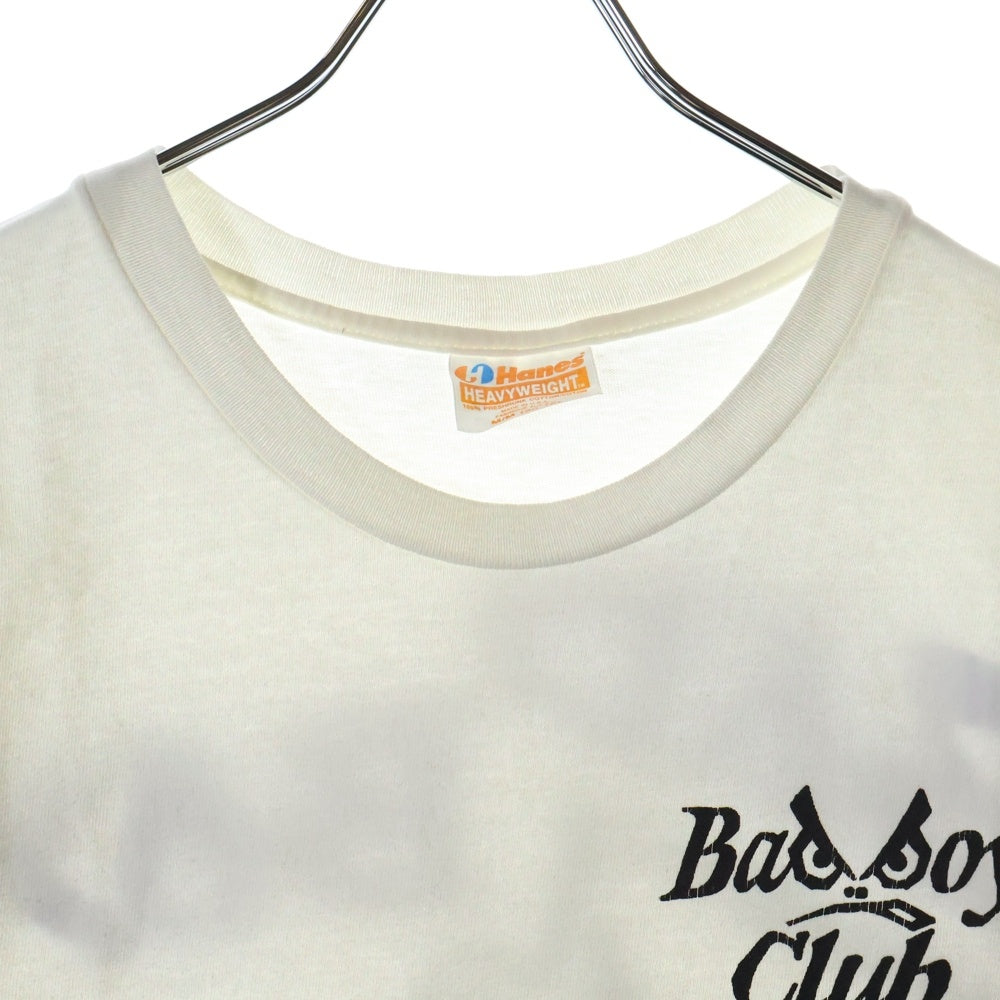 VINTAGE(ヴィンテージ) 90s BAD BOY CLUB LIFE'S A BEACH バッドボーイクラブ ライフズ ア ビーチ プリント クルーネック 半袖Tシャツ カットソー ホワイト