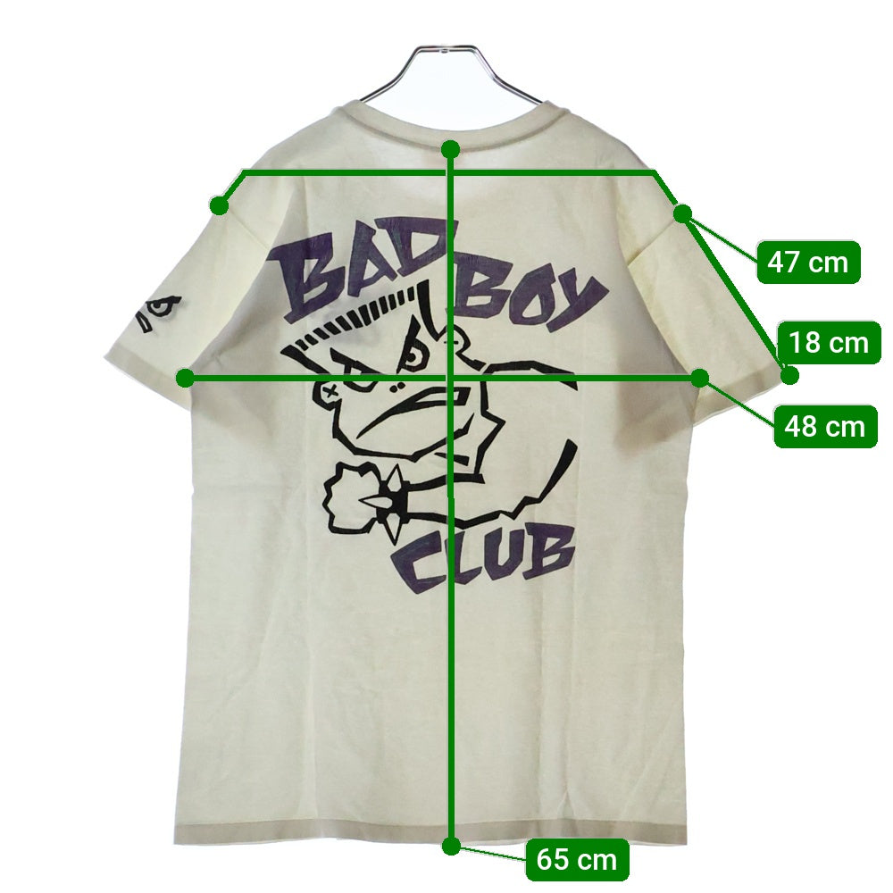 VINTAGE(ヴィンテージ) 90s BAD BOY CLUB LIFE'S A BEACH バッドボーイクラブ ライフズ ア ビーチ プリント クルーネック 半袖Tシャツ カットソー ホワイト