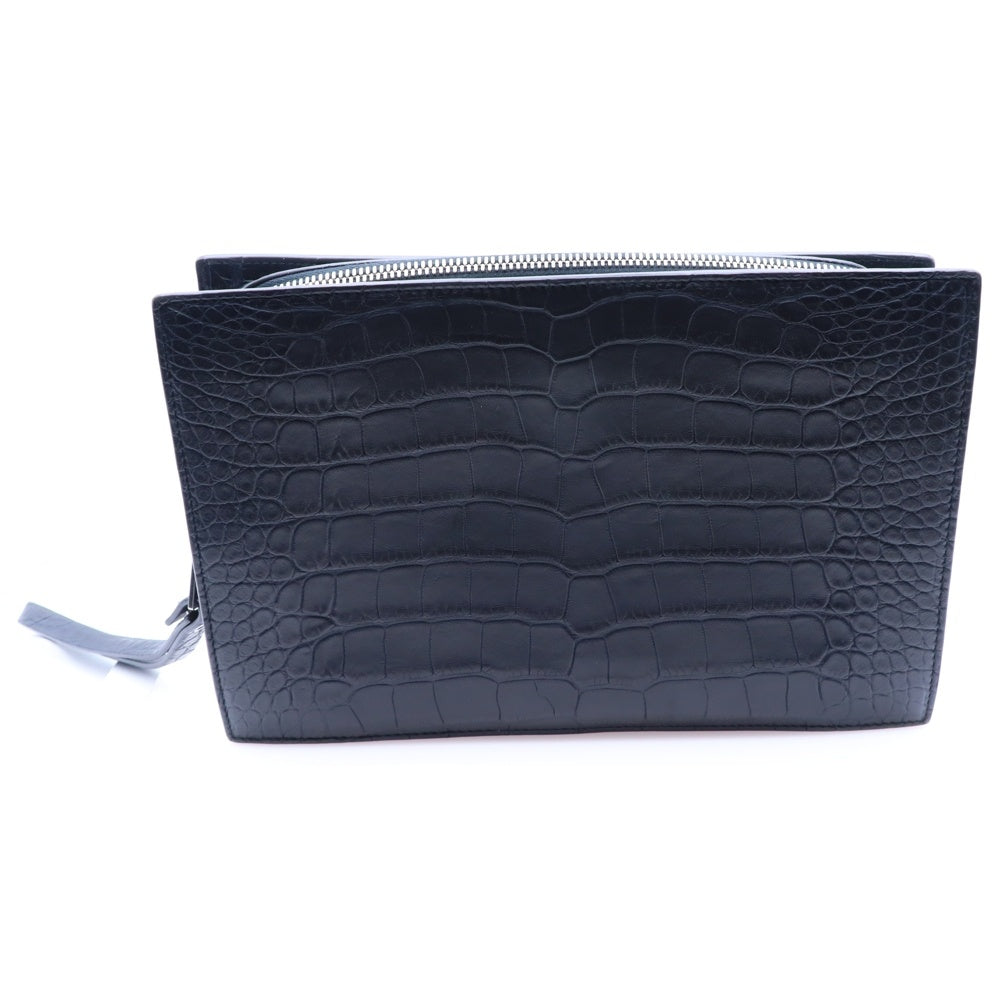 BOTTEGA VENETA(ボッテガヴェネタ) クロコダイル エキゾチックレザー クラッチバッグ ブラック