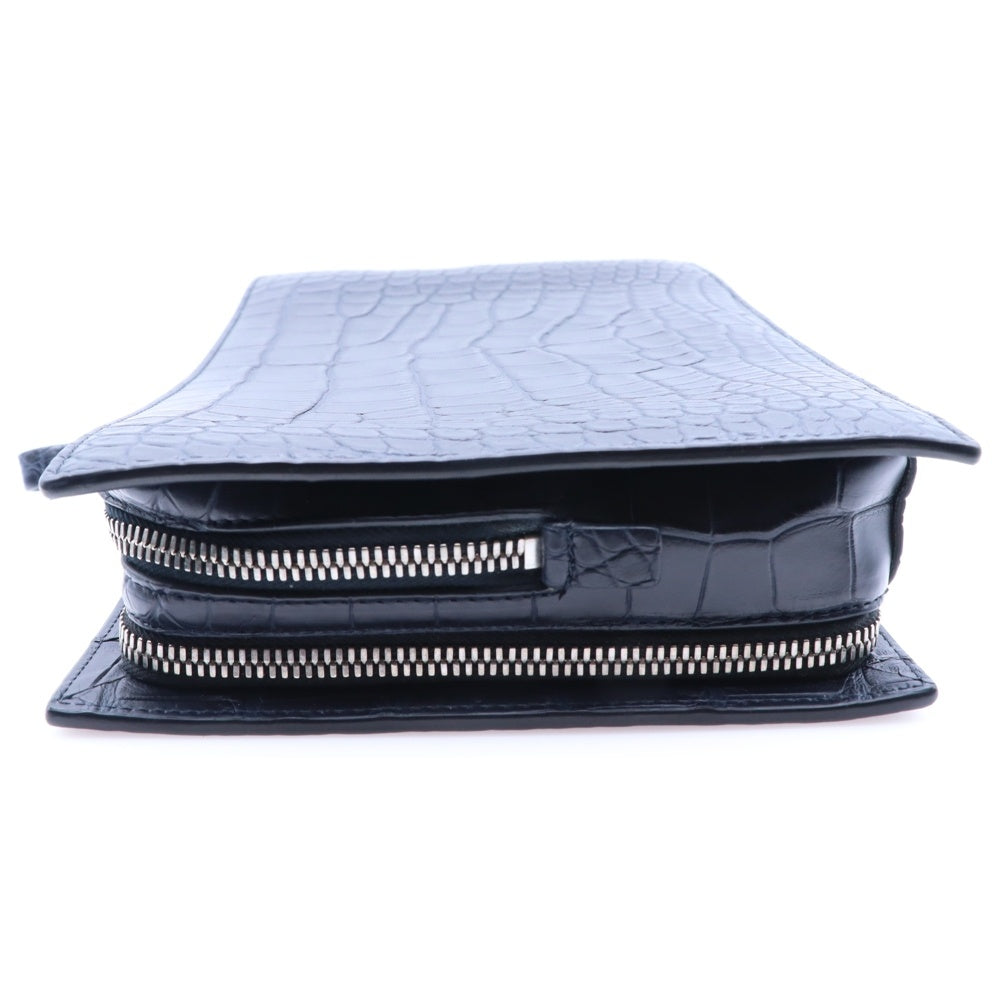 BOTTEGA VENETA(ボッテガヴェネタ) クロコダイル エキゾチックレザー クラッチバッグ ブラック
