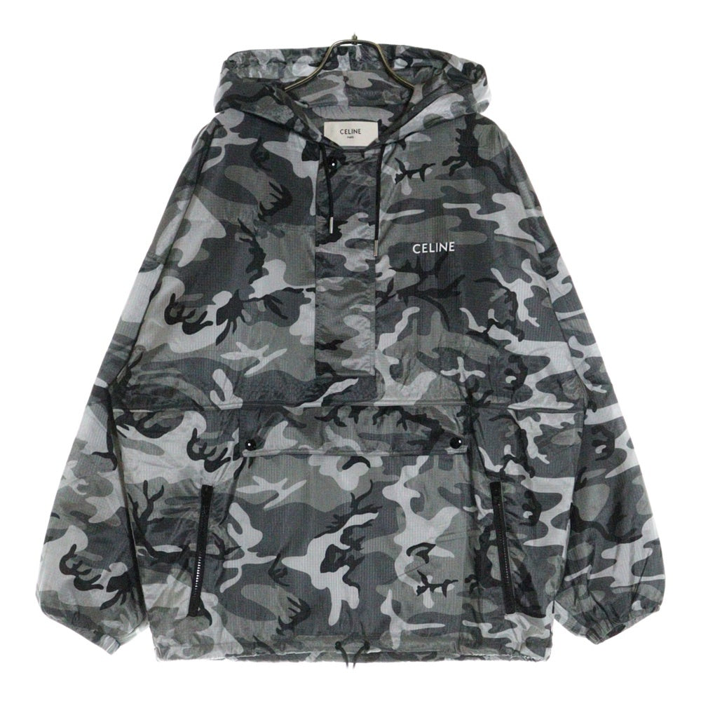 CELINE(セリーヌ) 22AW エディ期 カモフラ ハーフジップ ナイロンジャケット フーディ グレー 2W732153Q
