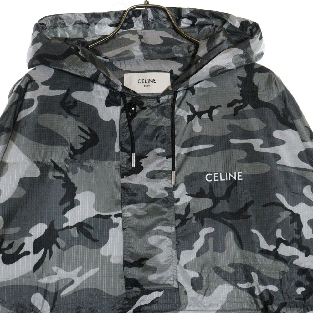 CELINE(セリーヌ) 22AW エディ期 カモフラ ハーフジップ ナイロンジャケット フーディ グレー 2W732153Q