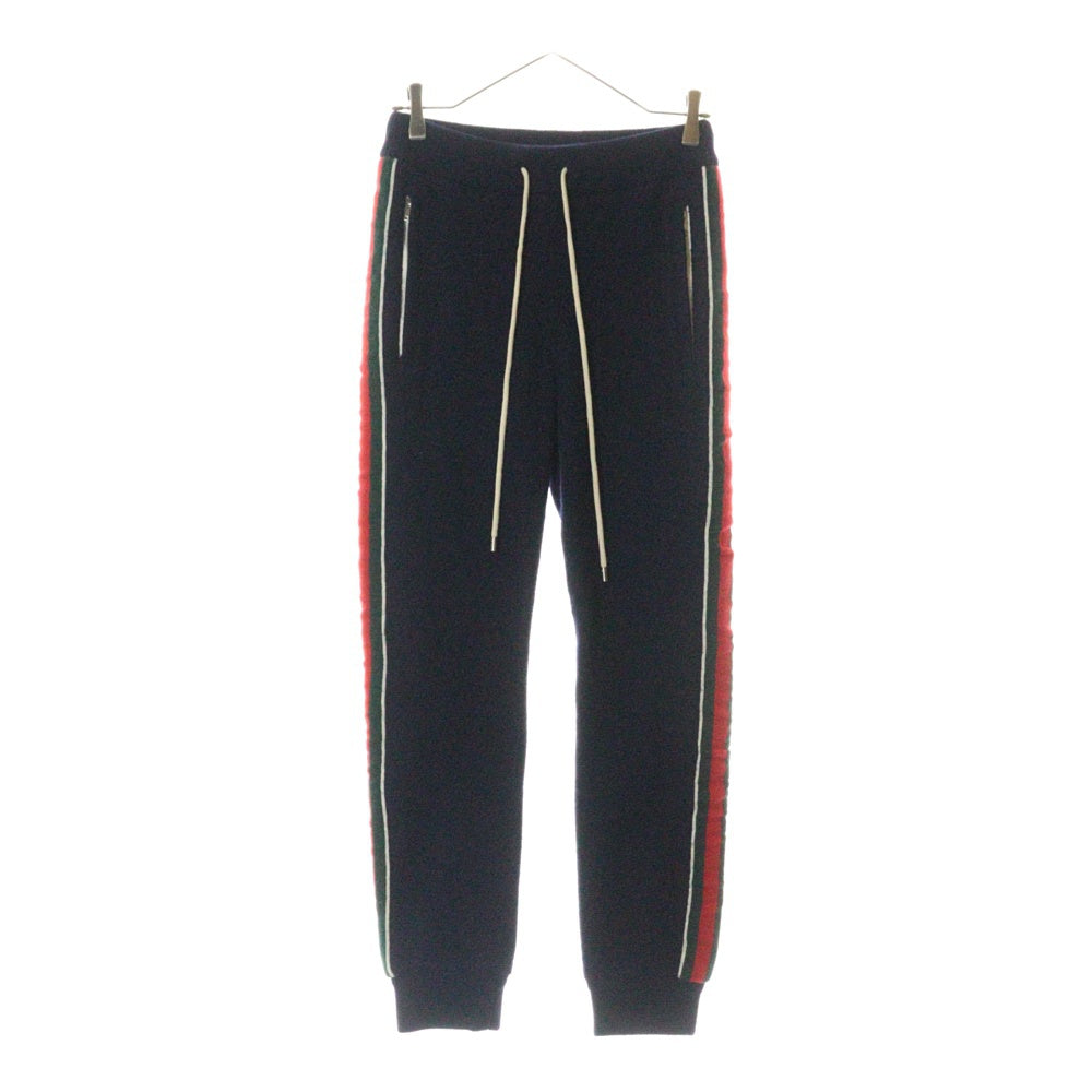 GUCCI(グッチ) ウール ジャージー ジョギング サイドライン ロング トラックパンツ ネイビー 673329 XJDUW