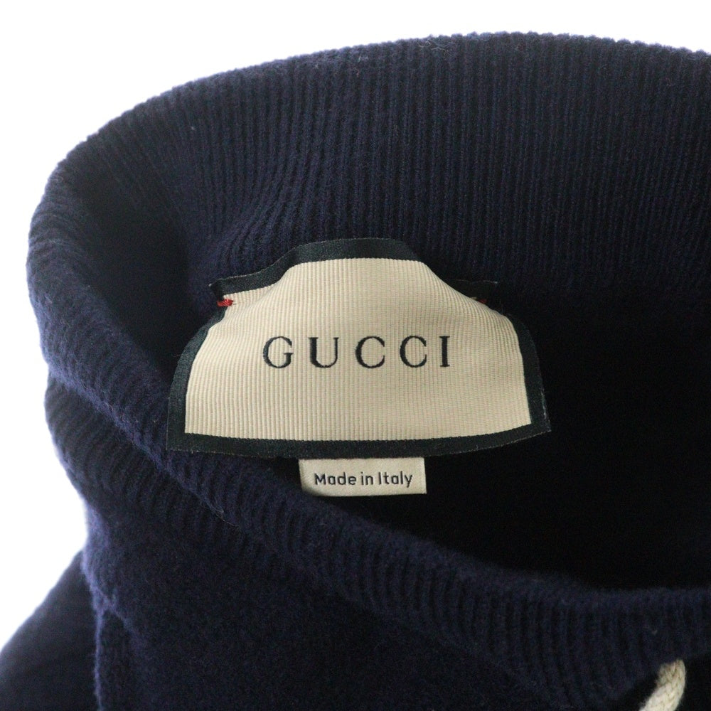 GUCCI(グッチ) ウール ジャージー ジョギング サイドライン ロング トラックパンツ ネイビー 673329 XJDUW