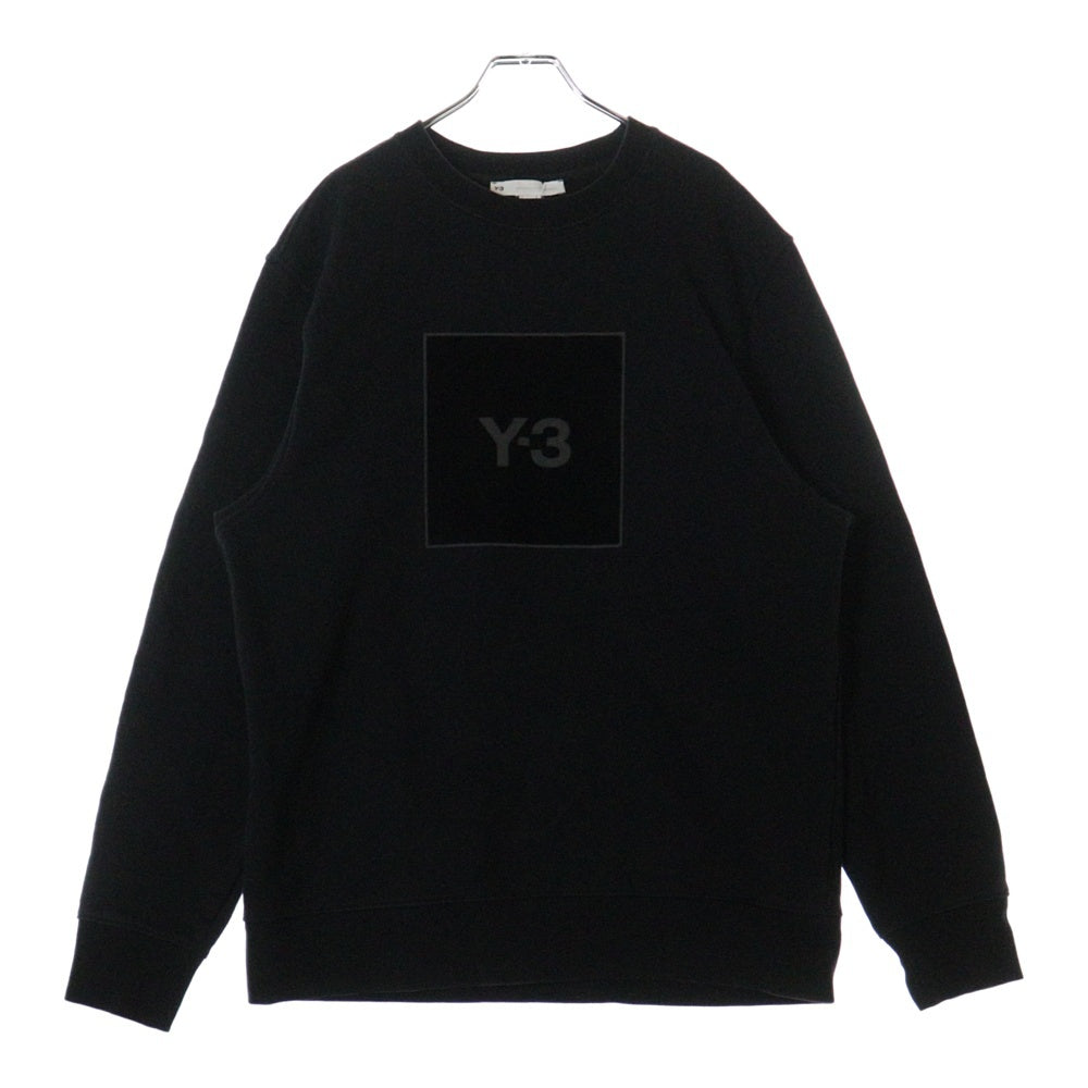 Y-3(ワイスリー) 21SS SQUARE LOGO CREW SWEATSHIRT ロゴプリント クルーネックスウェットトレーナー ブラック HB3324